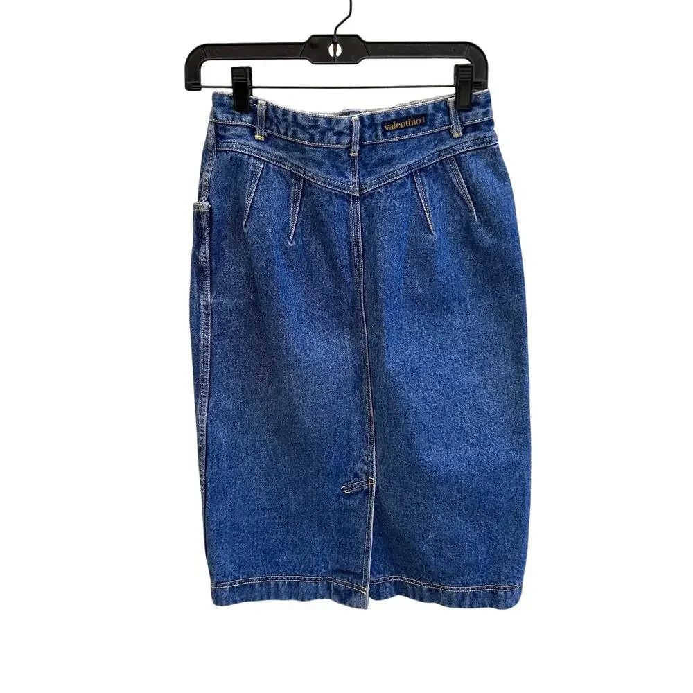 Vintage Valentino Denim Pencil Skirt Size 26”
